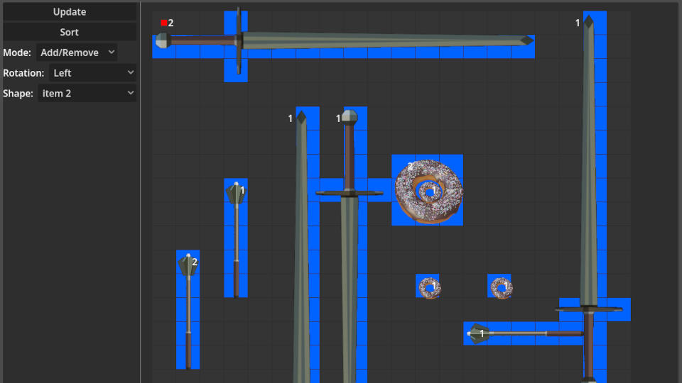 Example inventory with test items